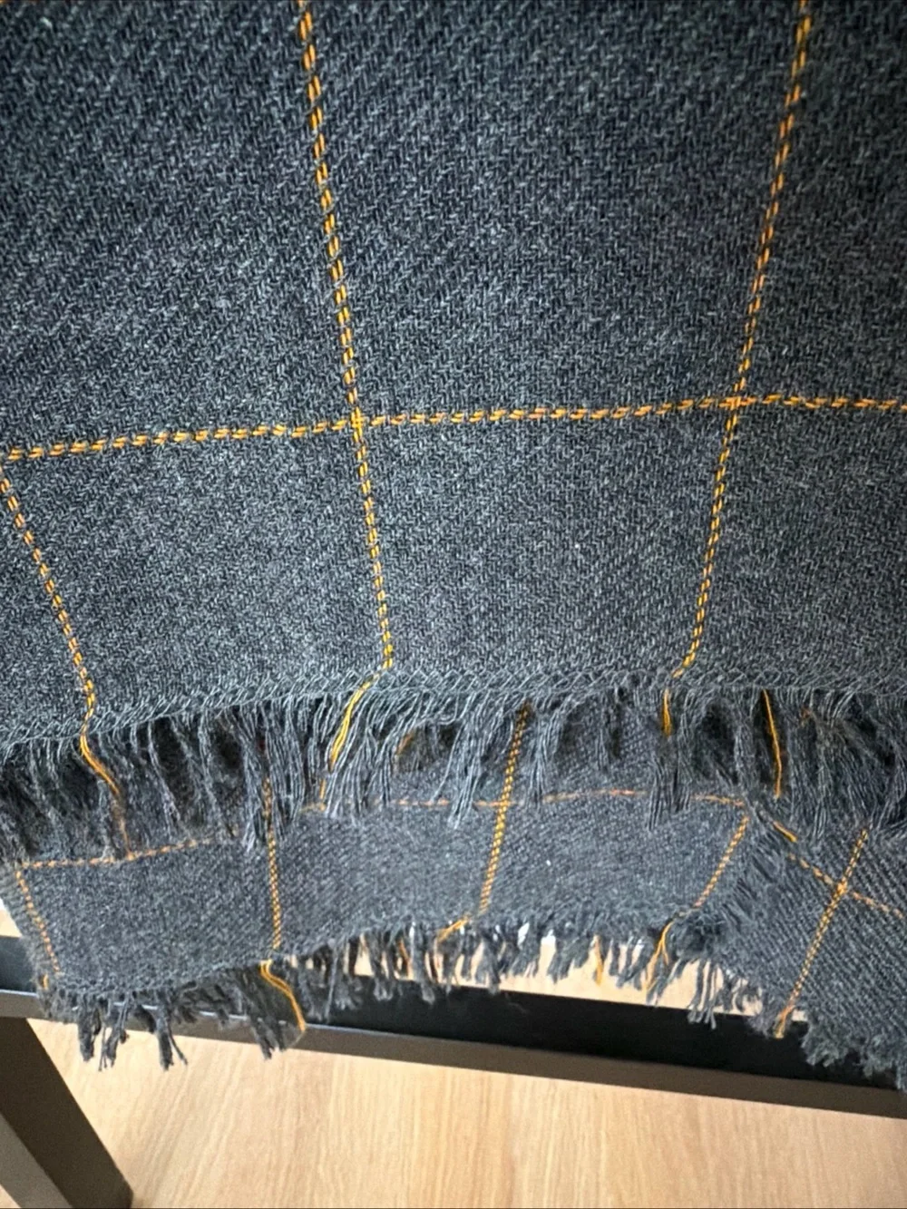 IKEA Gray Throw Blanket with Yellow Windowpane Check